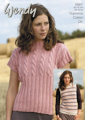 Wendy Supreme Luxury Cotton DK Pattern 5667  - Cabled & Striped Tank - NOW €1.00