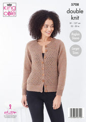 King Cole Big Value Tweed DK Pattern 5708 - Cardigan & Sweater