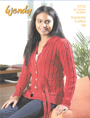 Wendy Supreme Luxury Cotton DK Pattern 5716 - Cable Jacket - NOW €1.00
