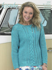 Wendy Supreme Luxury Cotton DK Pattern 5767 - Mesh & Cable Sweater - NOW €1.00