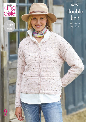 King Cole Homespun DK Pattern 5797 - Cardigan & Waistcoat