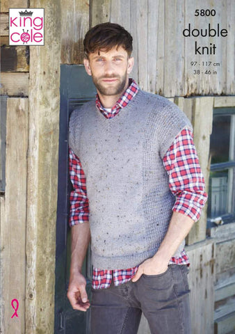 King Cole Homespun DK Pattern 5800 - Waistcoat & Tank