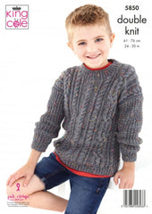 King Cole Big Value Tweed DK Pattern 5850 - Cardigan & Sweater