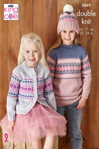 King Cole Big Value DK Pattern 5869 - Sweaters, Cardigan & Hat