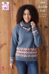 King Cole Merino Blend DK Pattern 5870 - Sweaters, Hat & Cowl