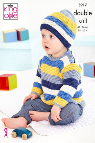 King Cole Cottonsoft DK Pattern 5917 - Sweater, Hat & Cardigan