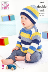 King Cole Cottonsoft DK Pattern 5917 - Sweater, Hat & Cardigan