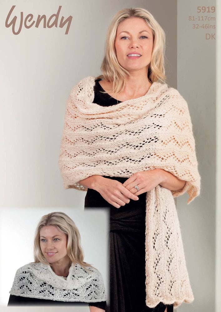 Wendy Celeste DK   Pattern 5919  - Knitted Shoulder Warmer & Wrap