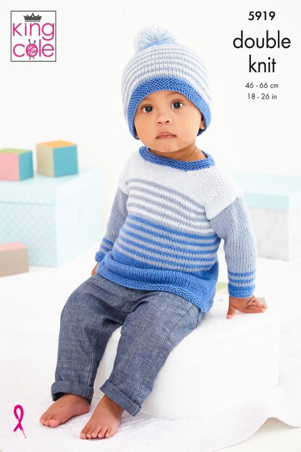 King Cole Cottonsoft DK Pattern 5919 - Sweater Dress, Sweater & Hat