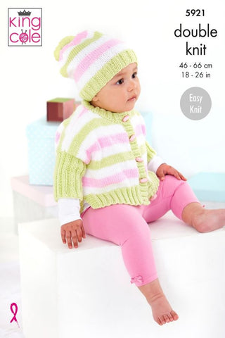 King Cole Cherished Baby DK Pattern 5921 - Oversized Top & Jacket with Hat