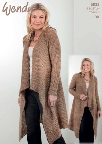 Wendy Celeste DK   Pattern 5923  - Knitted Ladies Waterfall Cardigan Jacket - NOW €1.00