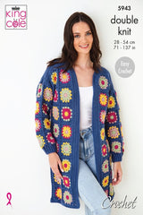 King Cole Merino Blend DK Crochet Pattern 5943 - Cardigans