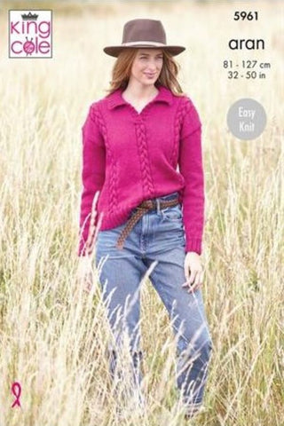 King Cole Wool Aran Pattern 5961 - Sweater & Tank Top