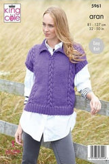 King Cole Wool Aran Pattern 5961 - Sweater & Tank Top