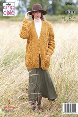 King Cole Wool Aran Pattern 5962 - Cardigan & Waistcoat