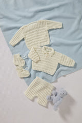 King Cole Cherished Baby 4ply Pattern 5985 - Sweaters, Pants & Bootees