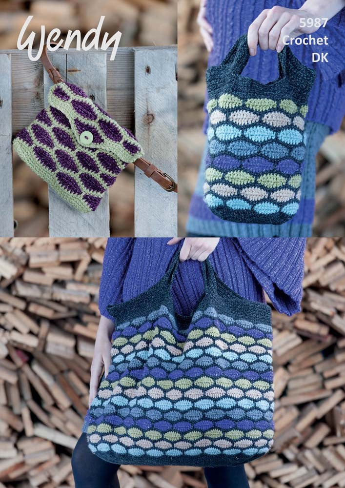 Wendy Pixile DK Pattern 5987  - Crochet Tote Bags & Belt Bag - NOW €1.00