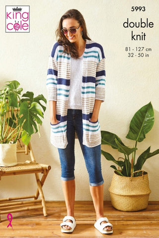 King Cole Linendale DK Pattern 5993 - Cardigan & Vest Top
