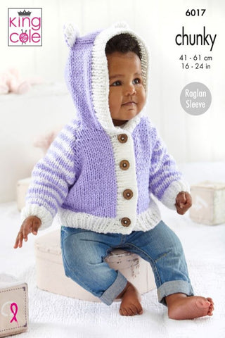 King Cole Big Value Baby Chunky Pattern 6017 - Hooded Jackets, Cardigan & Blanket