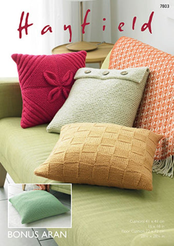 Hayfield Bonus Aran Pattern 7803 - Cushion Covers