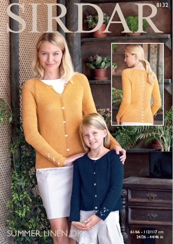 Sirdar Summer Linen DK Pattern 8132  Long Sleeved Cardigans - NOW €1.00