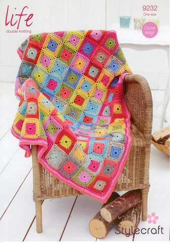 Stylecraft Life & Special DK Pattern 9232 - Square in a Square Throw