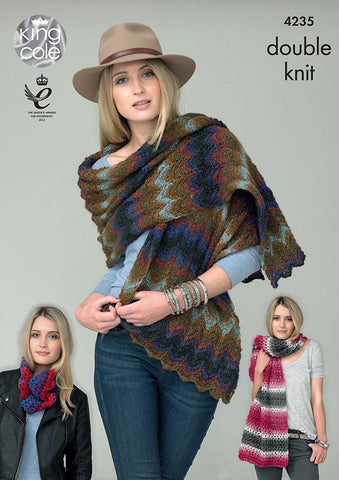 King Cole Riot DK Pattern 4235 - Shawls & Snood