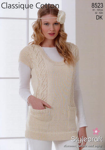 Stylecraft Classique Cotton DK Pattern  8523 - Tunic - NOW €1.00