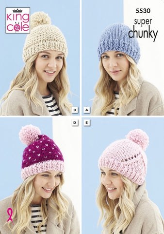 King Cole Timeless Super Chunky Pattern 5530 - Hats  & Scarf