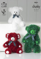 King Cole Tinsel Chunky Knitting Pattern 9021 - Tinsel Teddies