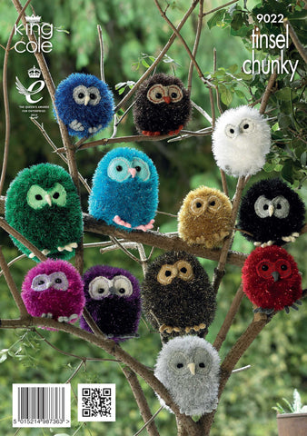 King Cole Tinsel Chunky Pattern 9022 Knit Tinsel Owls