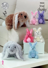 King Cole Tinsel Chunky Knitting Pattern 9050 - Range of Rabbits