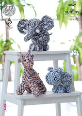 King Cole Yummy Pattern 9062 - Giraffe, Hippo & Elephant Toys