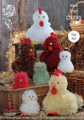 King Cole Tinsel Chunky Knitting Pattern 9064 - Hens & Chicks