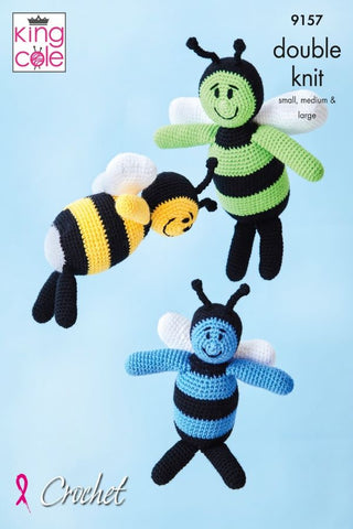 King Cole Big Value DK Pattern 9157 - Amigurumi Crocheted Bees