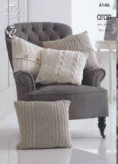 King Cole Big Value Recycled Cotton Aran Pattern 4146 - Cushion Covers