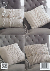 King Cole Big Value Recycled Cotton Aran Pattern 4146 - Cushion Covers