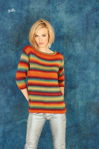 Stylecraft Cabaret DK - Pattern 9181  - Knitted Ladies Boat Neck Button Back Sweater - NOW €1.00