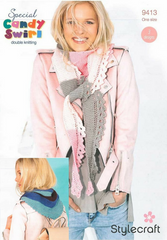 Stylecraft Special Candy Swirl DK Pattern 9413 - Scarves
