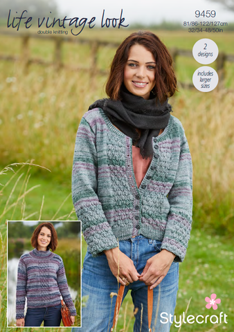 Stylecraft Life Vintage Look  & Life DK Pattern 9459 - Cardigan & Sweater