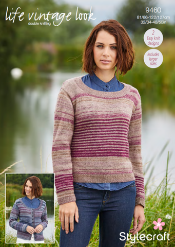 Stylecraft Life Vintage Look  & Life DK Pattern 9460 - Cardigan & Sweater