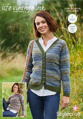 Stylecraft Life Vintage Look  & Life DK Pattern 9461 - Cardigan & Sweater