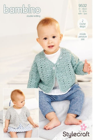 Stylecraft Bambino DK Pattern 9532 - Crochet Cardigans