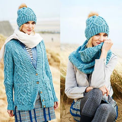 Stylecraft Special Aran with Wool Pattern 9554 Cardigan, Snood & Hat