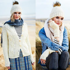 Stylecraft Special Aran with Wool Pattern 9557 Cardigan, Hat & Mitts