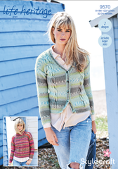 Stylecraft Life Heritage Aran Pattern 9570  Cabled Sweater & Cardigan - NOW €1.00