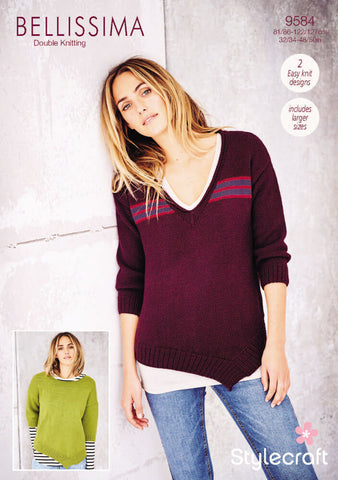 Stylecraft Bellissima DK Pattern 9584 - Asymmetric Hem Sweaters