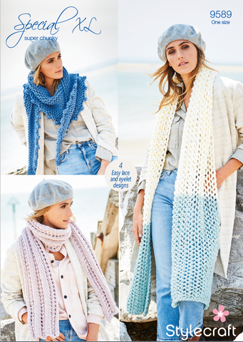 Stylecraft Special XL Super Chunky Pattern 9589  Scarves & Shawls