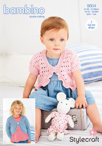 Stylecraft Bambino DK Pattern 9604 - Boleros