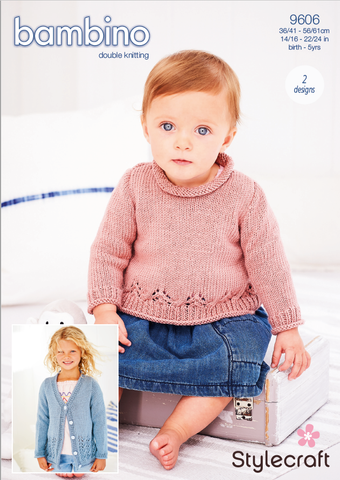 Stylecraft Bambino DK Pattern 9606 - A-Line Jumper & Cardigan